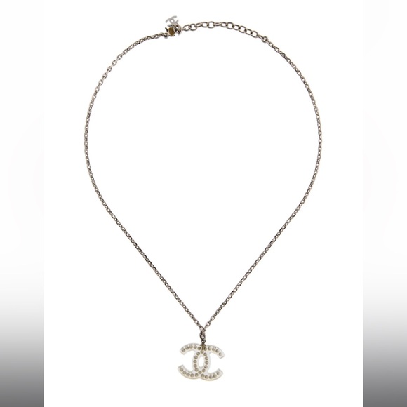 AUTH Chanel CC Resin Strass Necklace Clear Silver - Picture 6 of 6